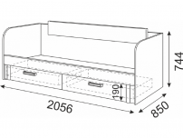 Кровать с ящиками Волкер М13 ШхВхГ 2056х744х850 мм