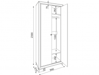 Шкаф Саванна М25 ШхВхГ 940х2300х510 мм